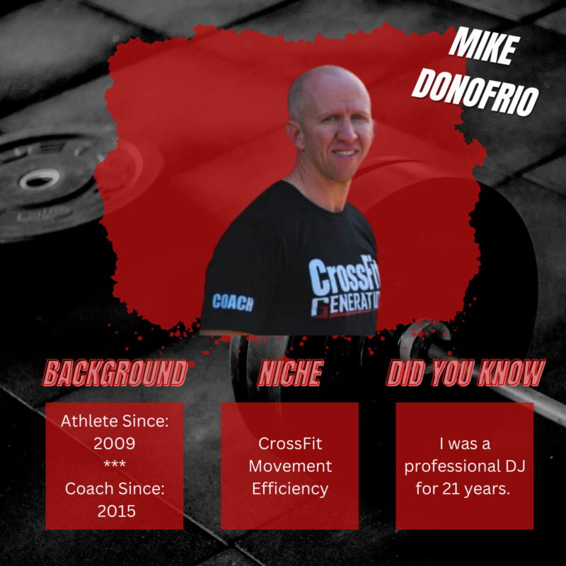 A man wearing a black shirt that says crossfit on it
