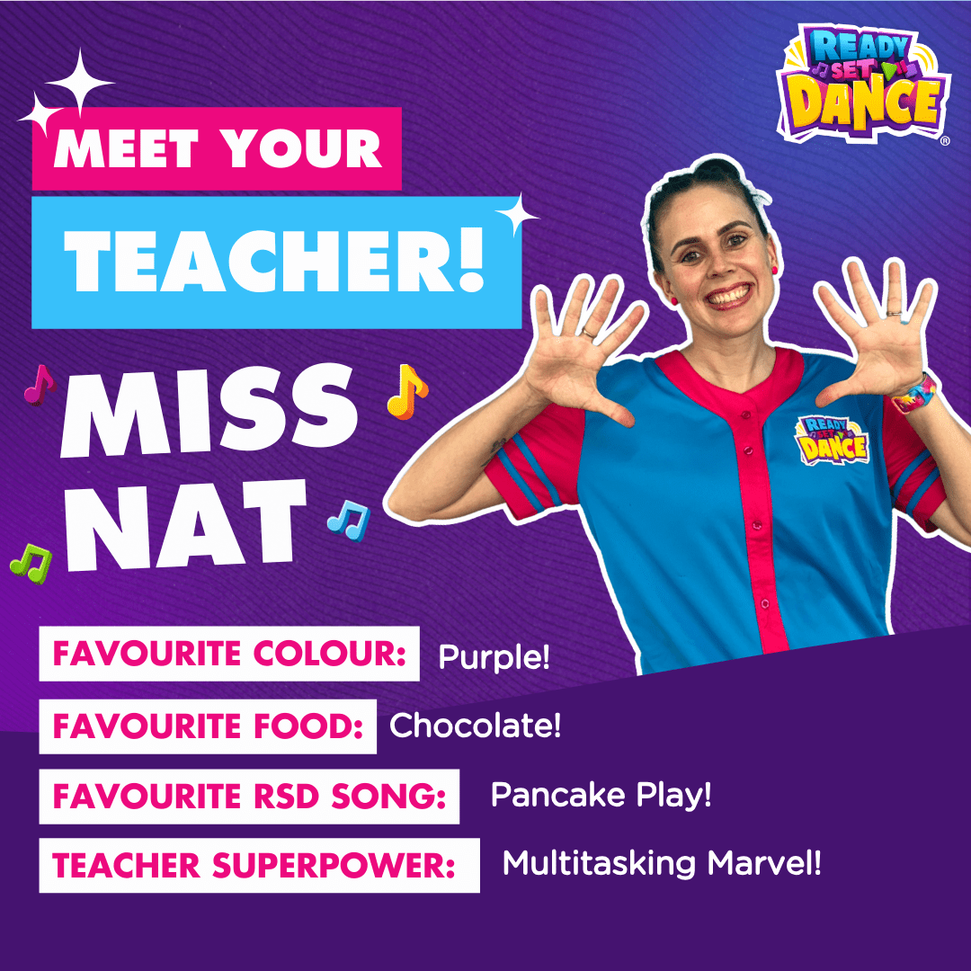 A Woman In A Blue Shirt Is Giving A Peace Sign — Dance Express Mackay In North Mackay, QLD