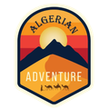 A logo depicting a sun, dark mountains, and a desert landscape with a small camel caravan, labeled