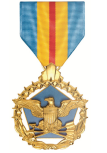U.S. Air Force Meritorious Service Medal with a blue and gold ribbon.