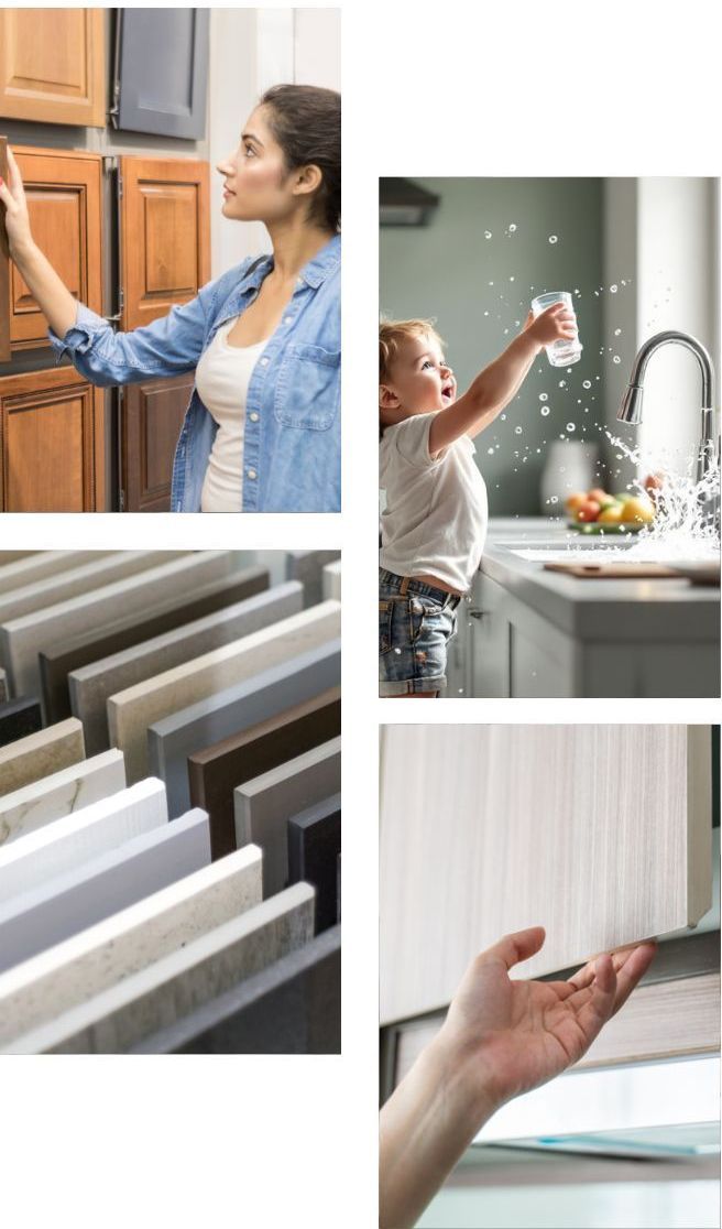 top-notch cabinets, countertop, flooring, and fixtures