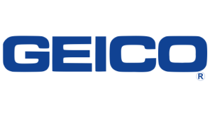 The geico logo is blue and white on a white background.