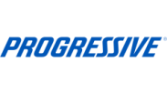 The logo for progressive is blue and white on a white background.
