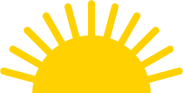 A yellow sun with rays on a white background
