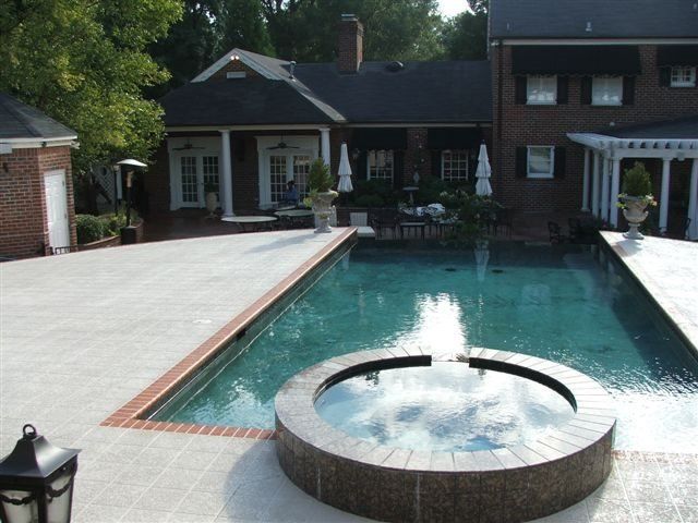 Swimming Area With Water Fountain — Jamestown, NC — Decorative Concrete Unlimited Inc