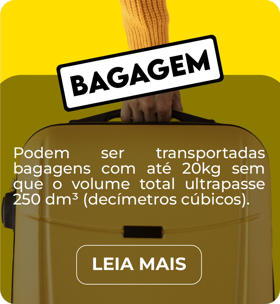 Banner com fundo amarelo com orientações de transporte de bagagens