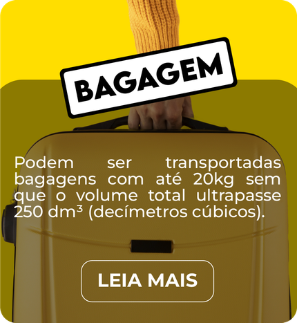 Banner com fundo amarelo com orientações de transporte de bagagens