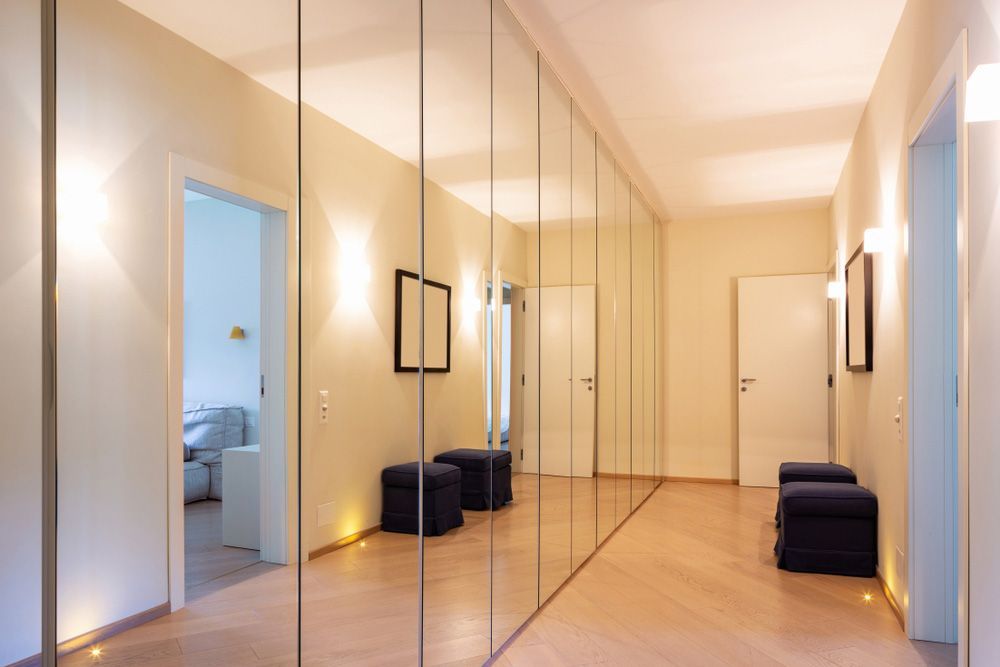 Corridor With Wardrobes And Mirrors — Glass Repairs & Installations in Scone, NSW