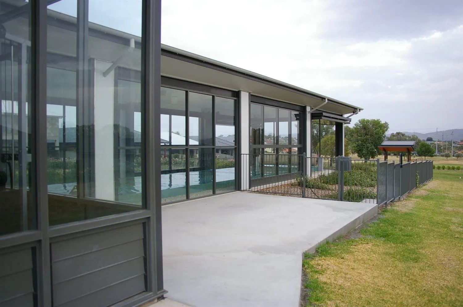 Glass windows and doors of a property