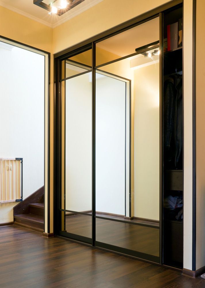 Mirror Door And Sliding Door Wardrobe In House — Glass Repairs & Installations in Taminda, NSW