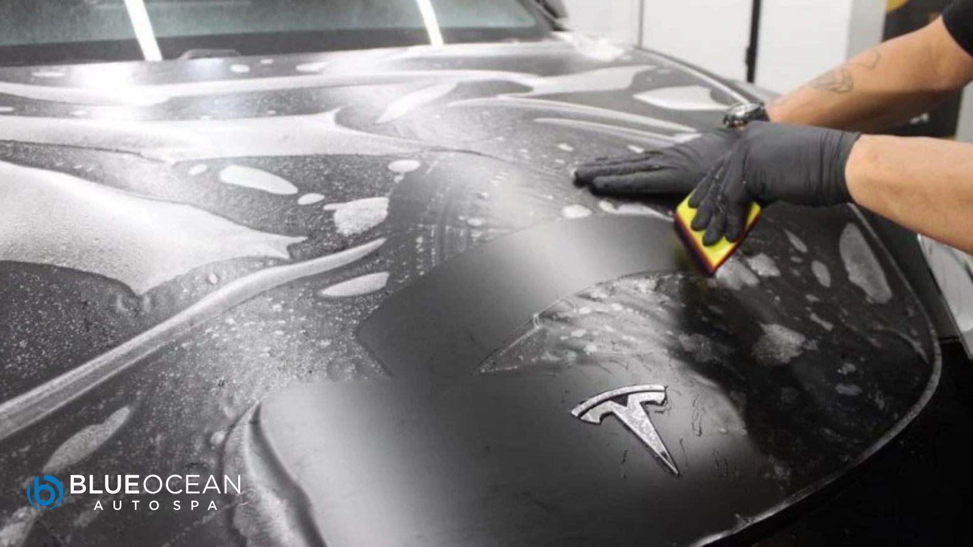 paint protection film application to a tesla