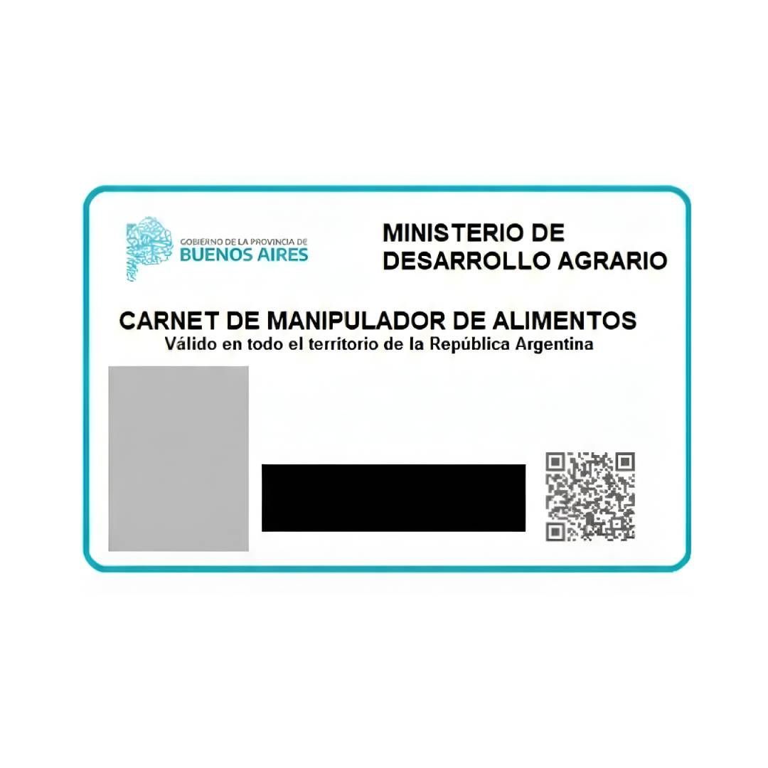 Carnet de Manipulador de Alimentos Argentino del Ministerio de Desarrollo Agropecuario de la Ciudad de Buenos Aires.
