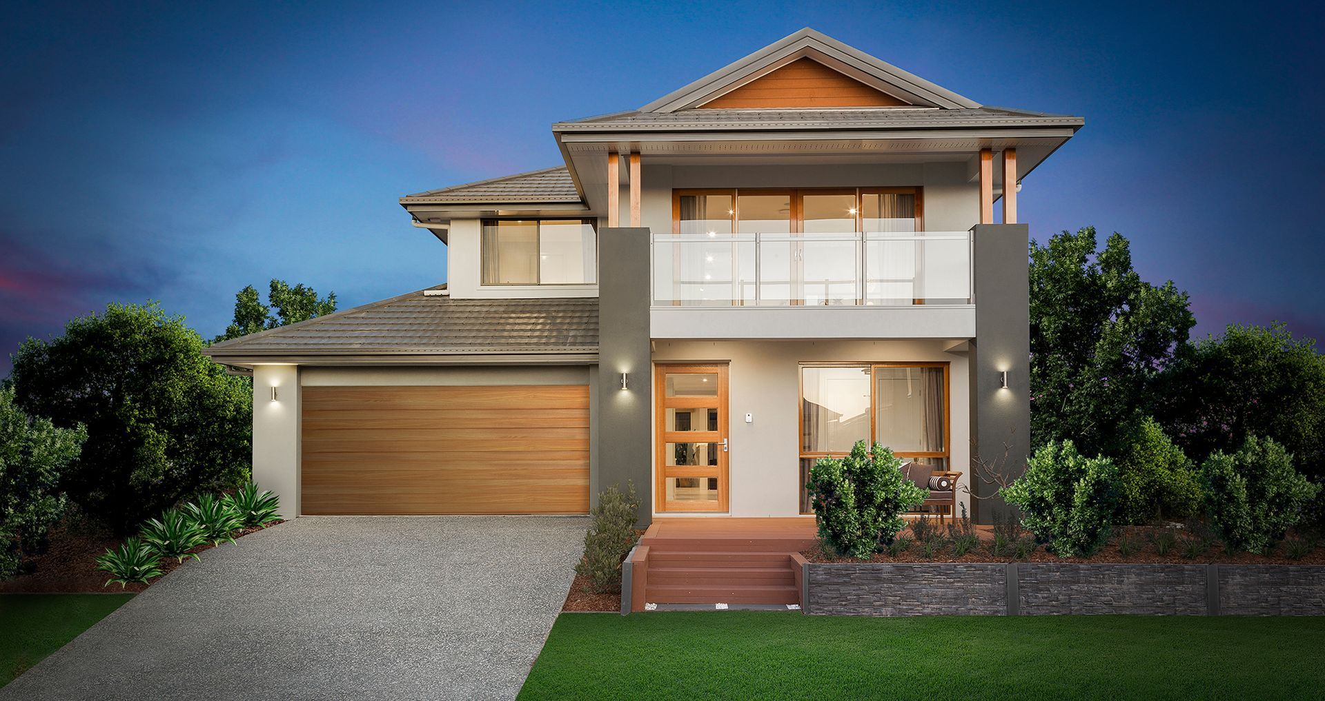A Large White House With a Wooden Garage Door — Mr Roof Tiles in Burleigh Heads, QLD