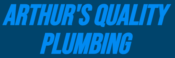 A blue sign that says arthur 's quality plumbing