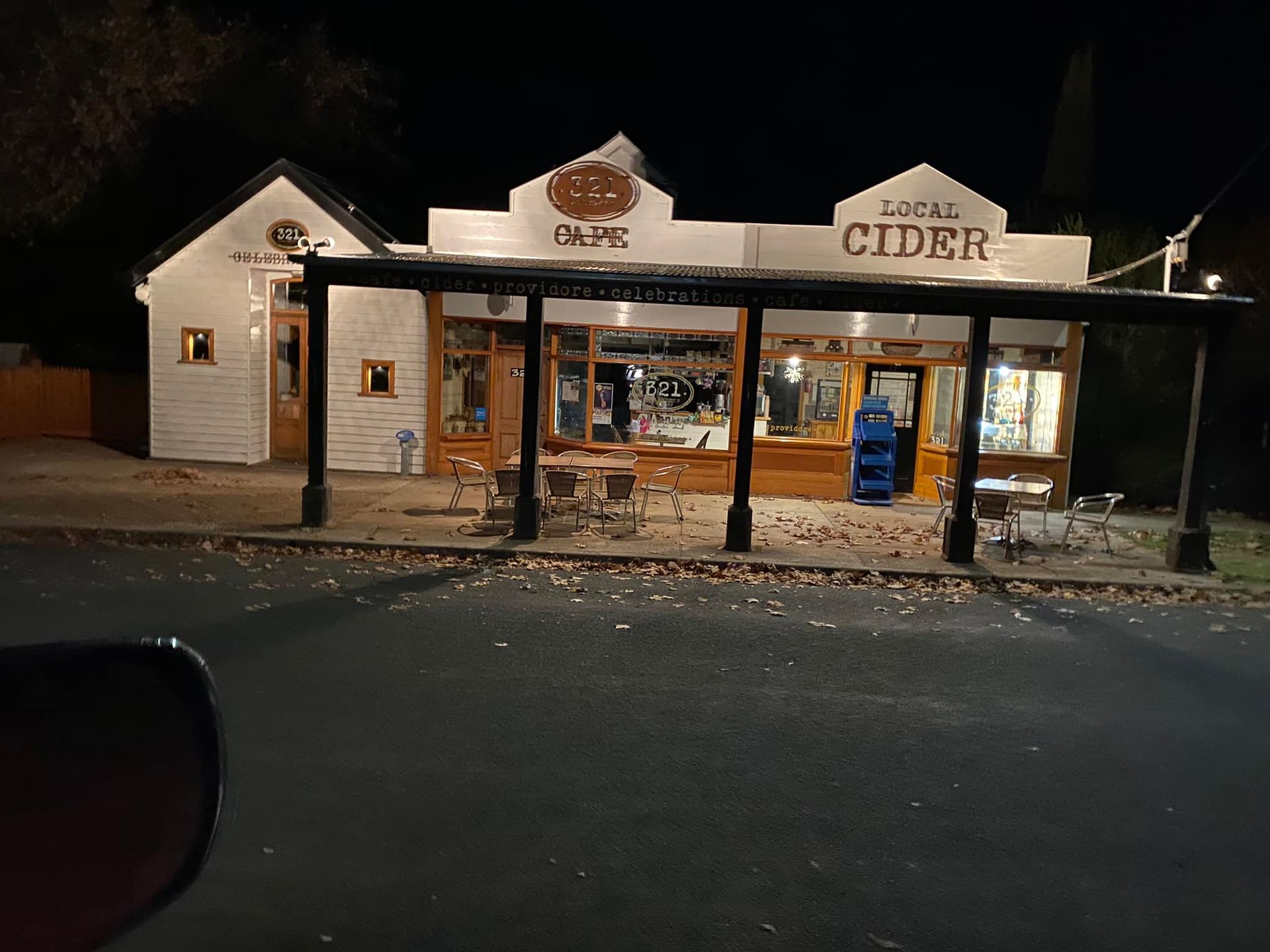 321 Cafe Front View At Night — 321 Cafe in Learmonth, VIC