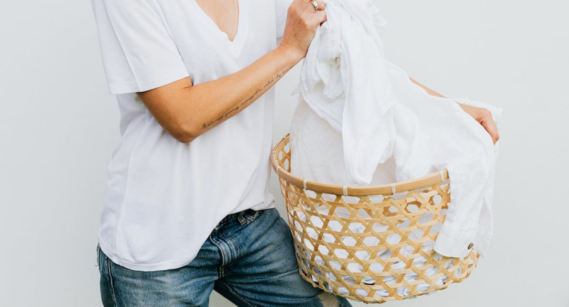Fresh laundry in a basket ready for delivery