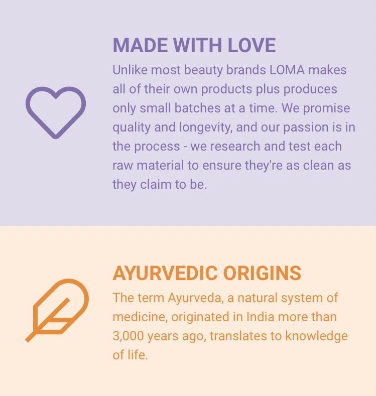A poster that says made with love and ayurvedic origins