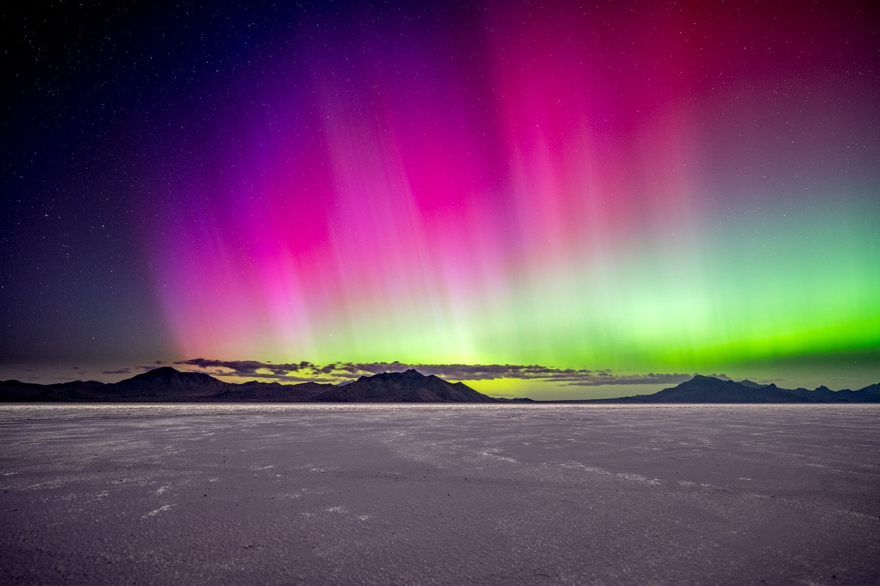 Aurora at Bonneville Salt Flats