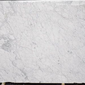 White marble slab with gray veining.