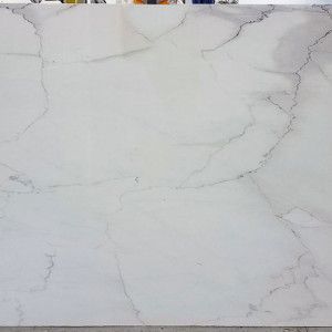White marble slab with gray veining.