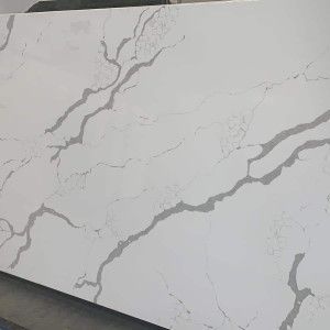 White quartz countertop with gray veining.