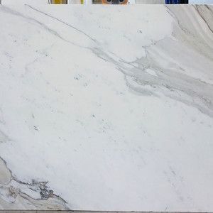White marble slab with gray veining.