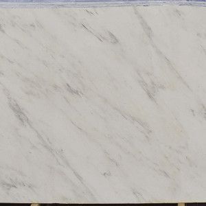 White marble slab with gray veining.