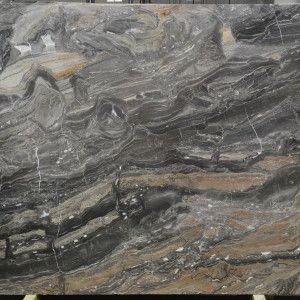 Grey and brown marble slab with veining.