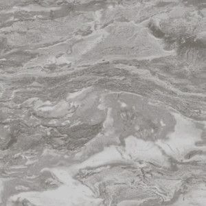 Gray and white marble-like surface with flowing, organic patterns.