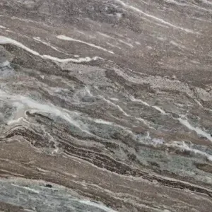 Swirling gray, brown, and white marble surface.