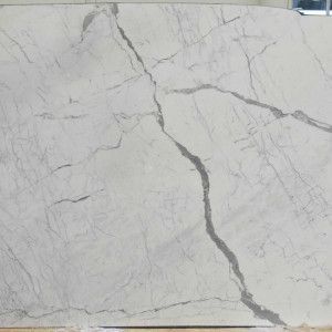 White marble slab with gray veining.