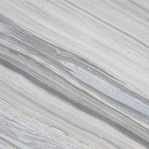 White marble with grey veining, diagonally across the surface.