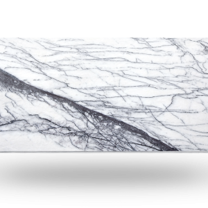 White marble surface with gray veining.
