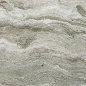 Gray and white marble with swirling, wavy patterns.