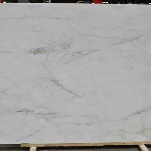 White marble slab with gray veining.