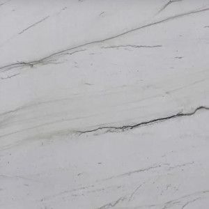 White marble with gray veining and subtle green shading.