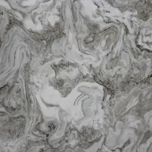 White and gray marbled pattern, resembling swirling stone or quartz.