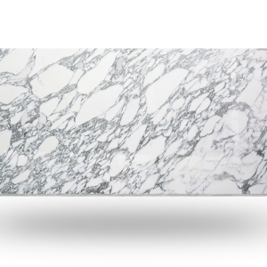 White marble slab with gray veining.