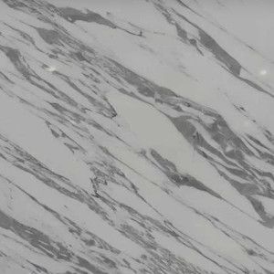White marble with gray veining, diagonal pattern.