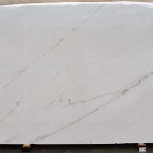 White marble slab with gray veining.