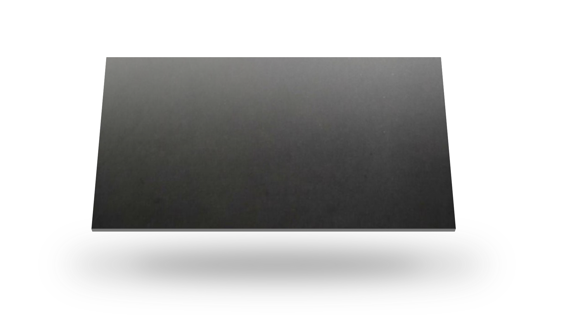 Gray rectangular object, likely a piece of material, floating above a white surface, casting a shadow.