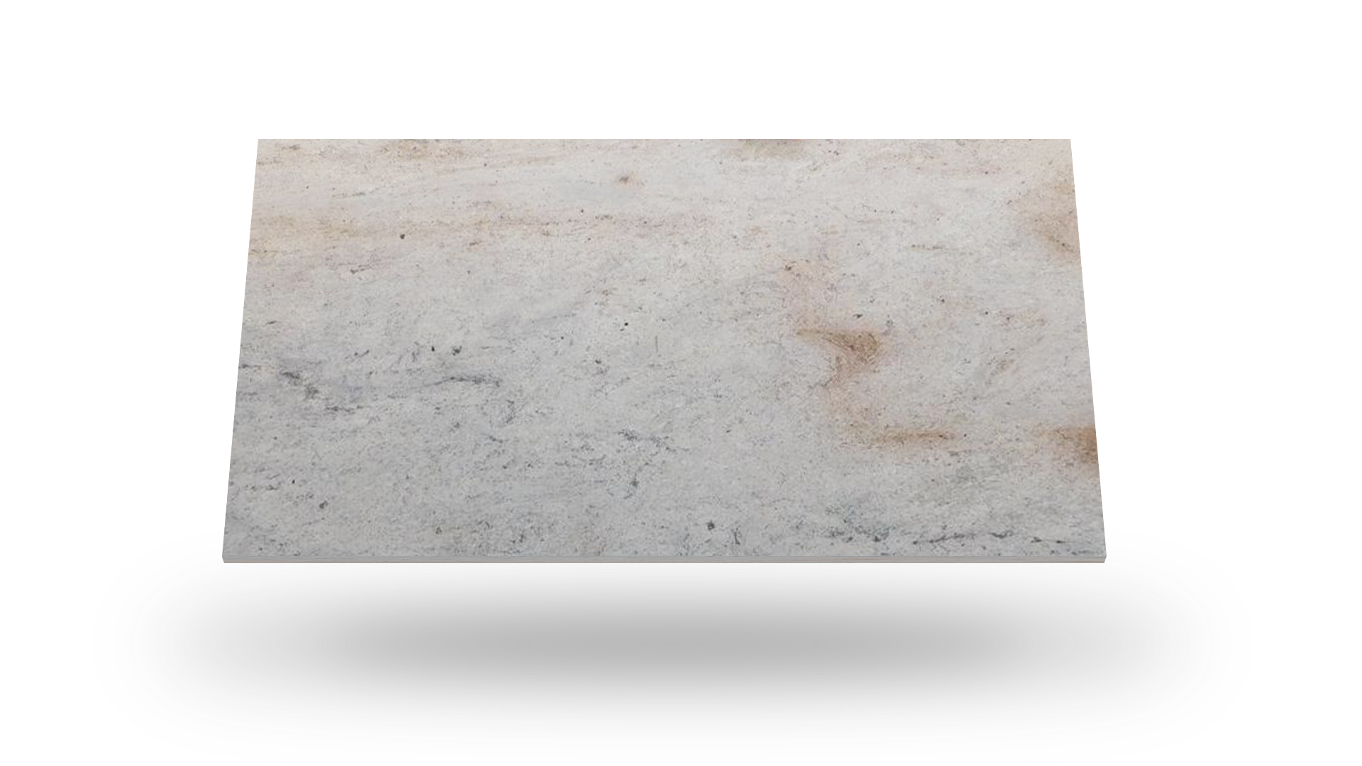 Rectangular, light-gray concrete slab with rough texture, floating above a white surface.