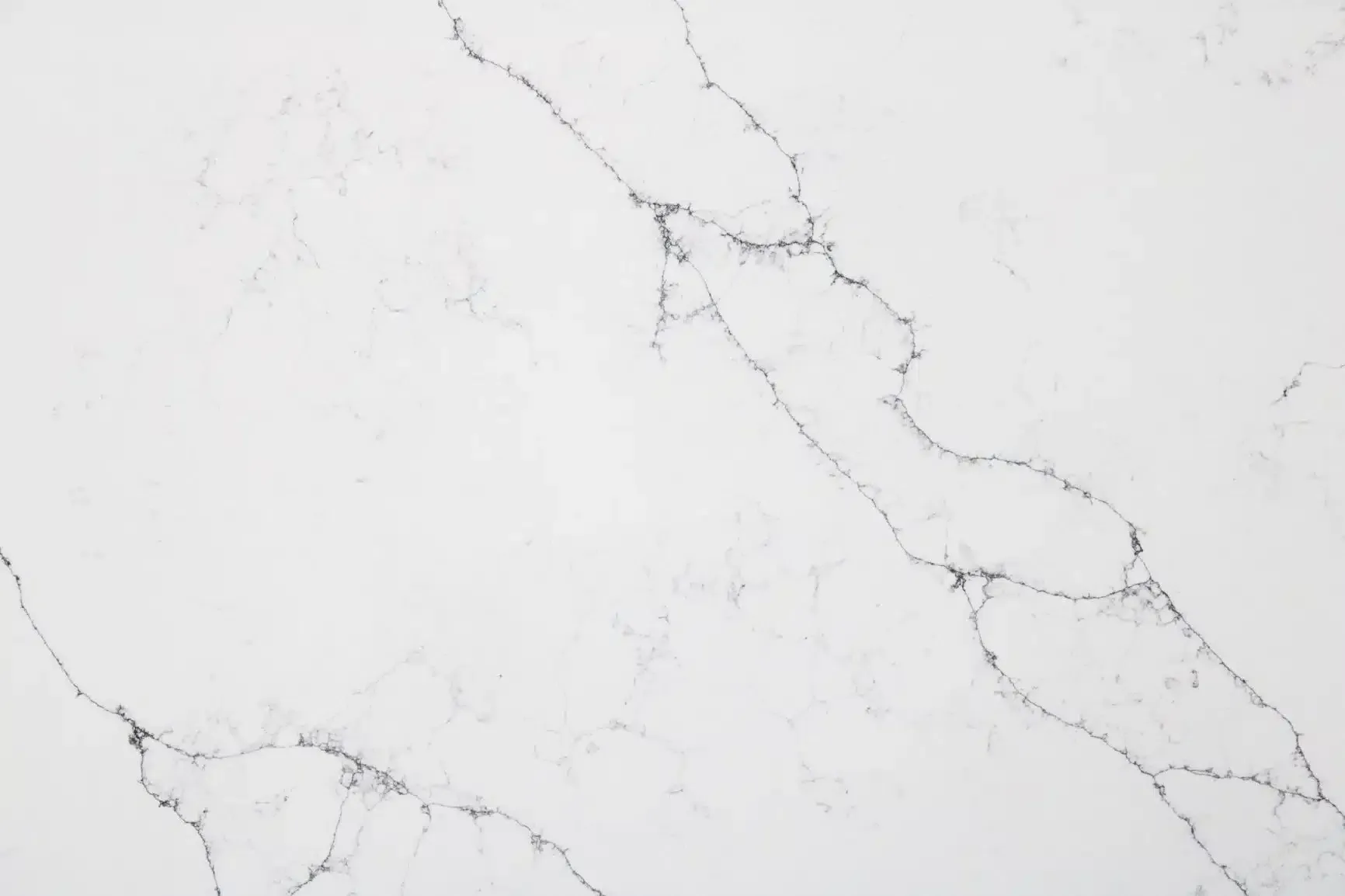 White quartz countertop with dark gray veining.