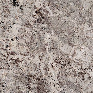Granite surface with gray, cream, and dark brown mineral patterns.