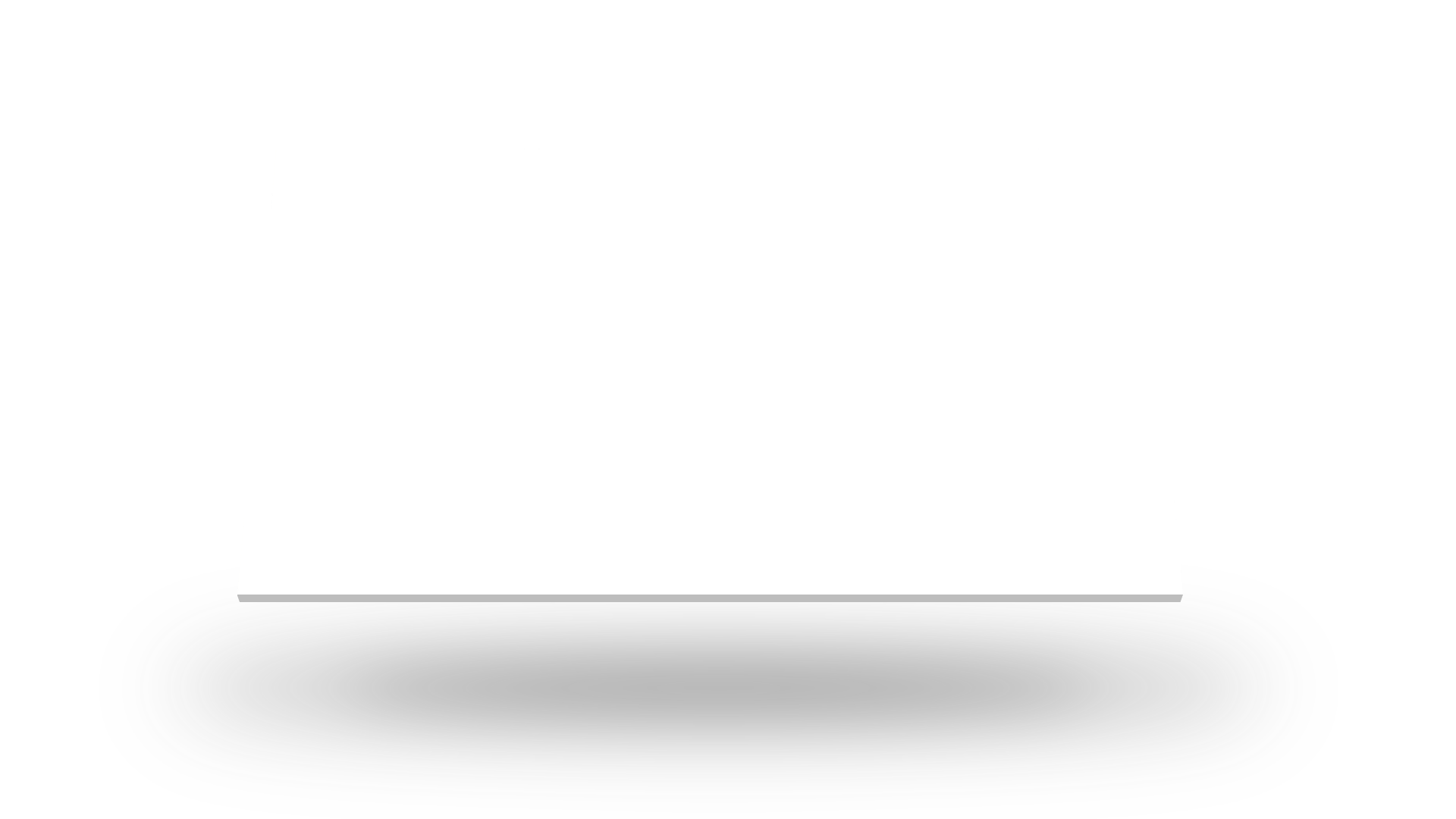 A white, floating shelf casts a shadow below against a white background.