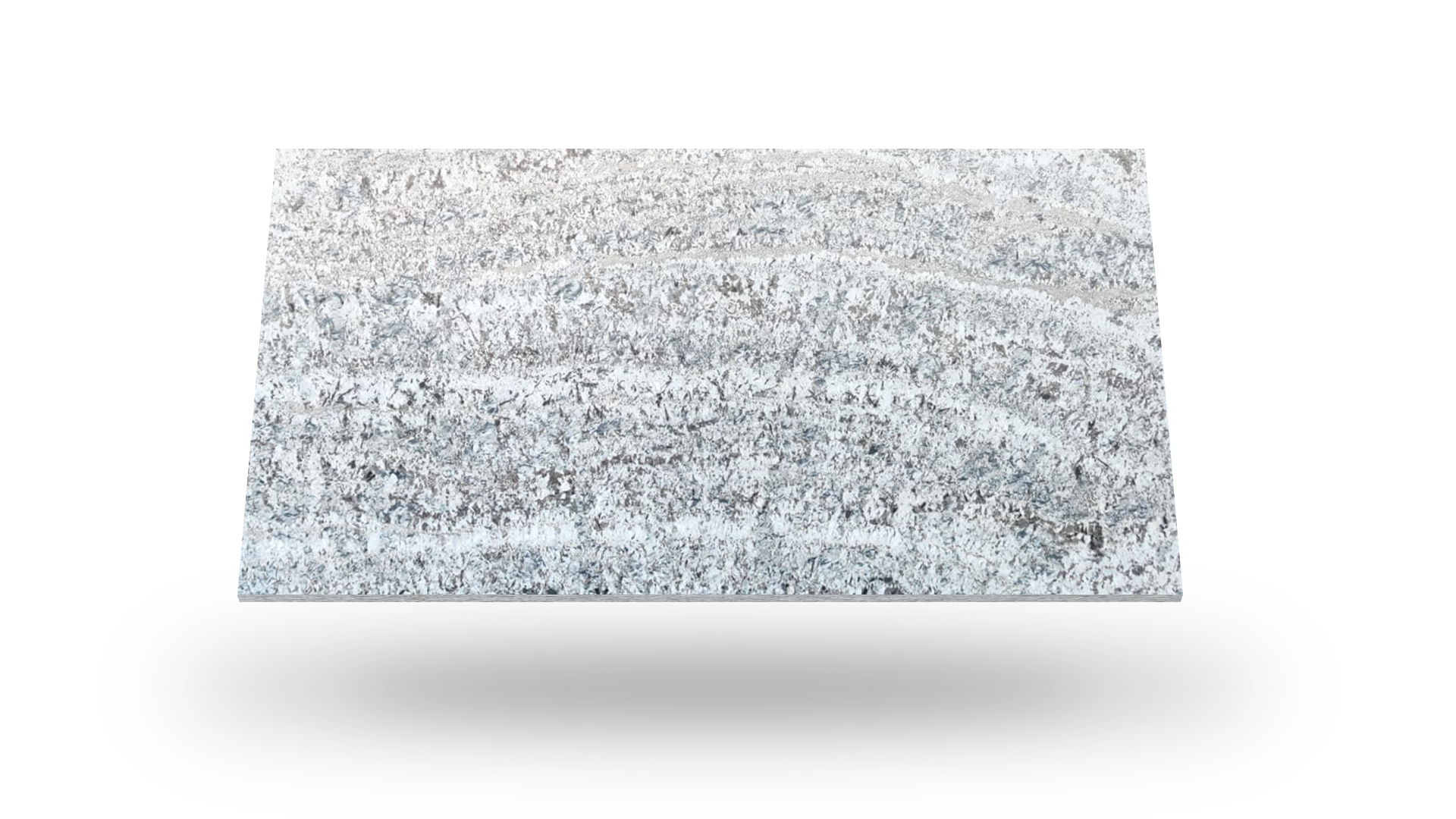 A rectangular, textured, gray slab floating against a white background.