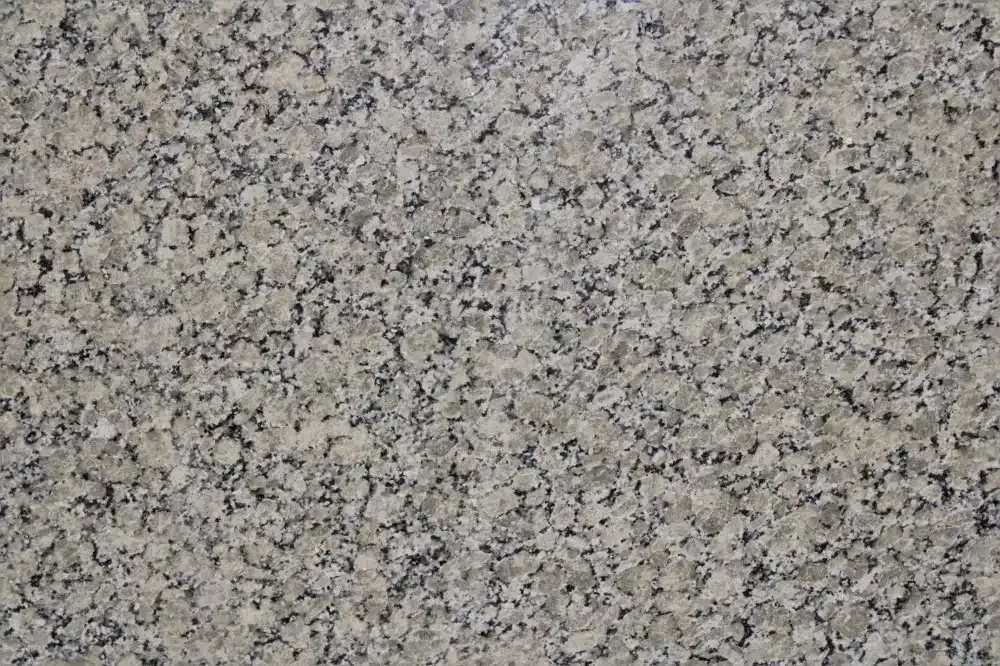 Granite surface with a speckled pattern in light gray, black, and tan.