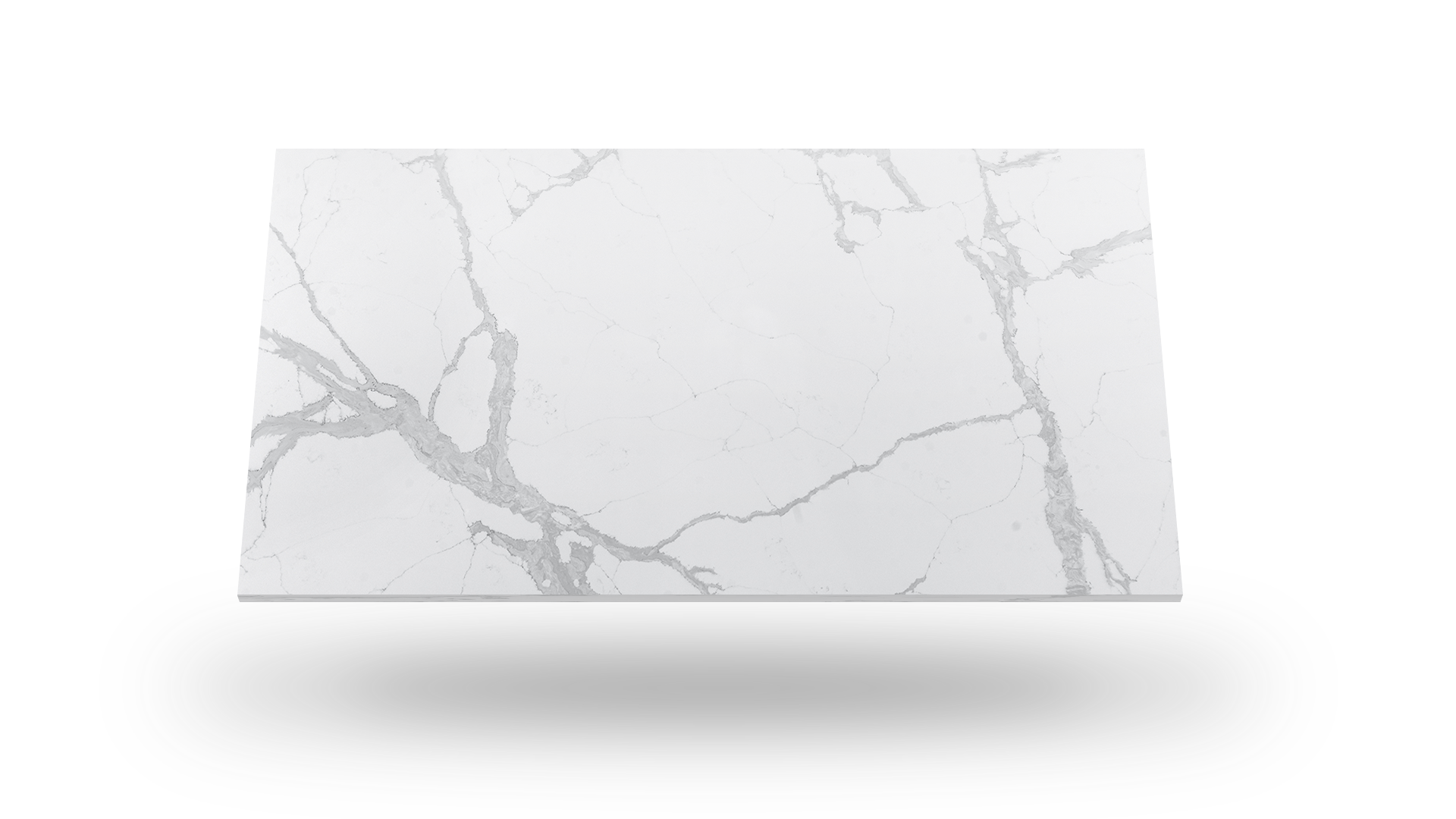 White quartz countertop with gray veining.