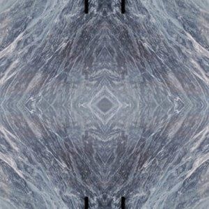 Symmetrical pattern of gray and blue marble texture, resembling a diamond.
