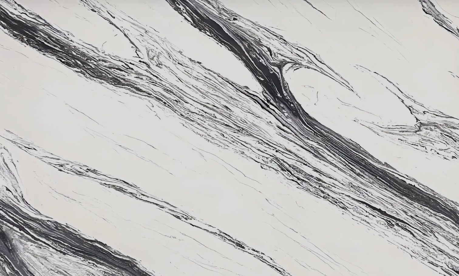 White and gray veined marble surface.